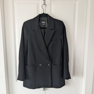 ZARA Black Double-Breasted Blazer Jacket